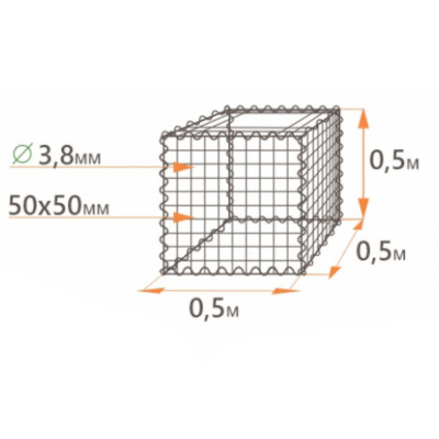 Габион-кашпо-CК-0,5х0,5х0,5-С50х50-3,8