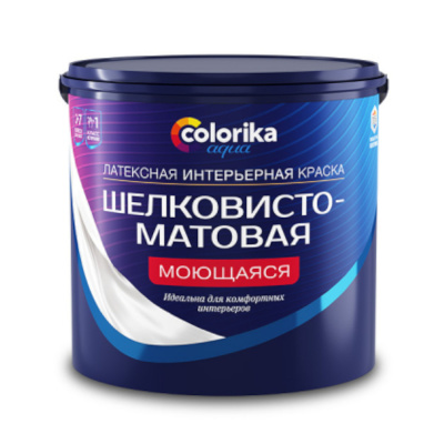 Краска Colorika Aqua шелковисто-матовая моющая для внутренних работ 2,7л
