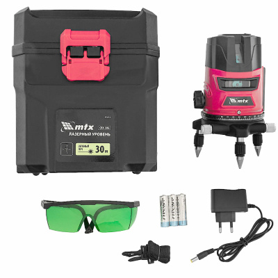 Уровень лазерный CRX-30G, 30 м, зеленый луч, батарейки, резьба 5/8"// MTX