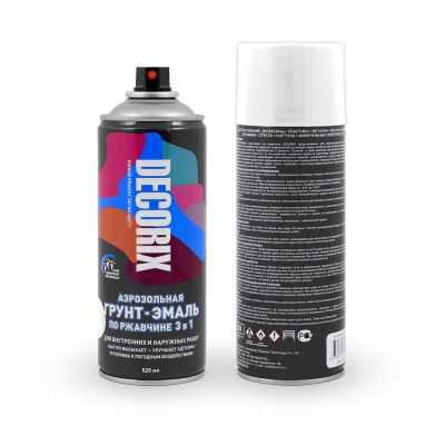 Грунт-эмаль аэрозольная  по ржавчине 3 в 1 DECORIX, 520 мл, белый матовый