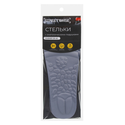 Стельки тм STREETWISE, универсальные, пяточный амортизатор, п/э, EVA, хлопок, р.39-45