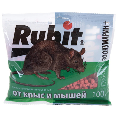 Средство от крыс и мышей "Зоокумарин""+гранулы (сырные)100г RUBIT
