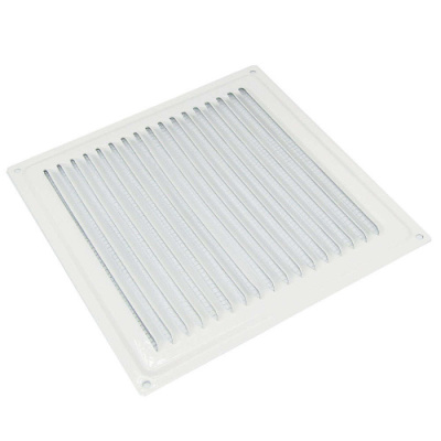 Решётка металлическая с сеткой 200x200ВРС, белая