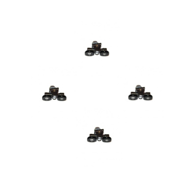 Комплект 8 (4+4) роликов, верхние и нижние двойные с кнопкой диаметр колеса 23 мм., черные