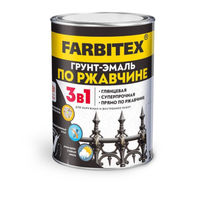 Грунт-эмаль по ржавчине 3 в1 ГРАФИТ 7024 (1,8 кг) FARBITEX (6шт)