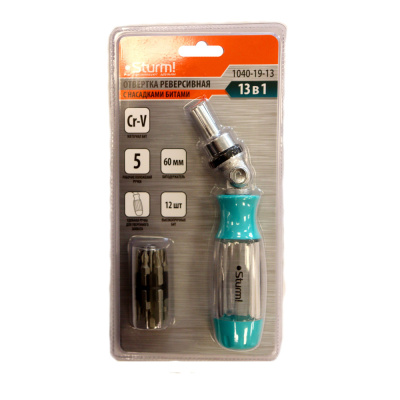 Отвертка реверсивная 5 положений раб. части  13 в 1  Sturm!