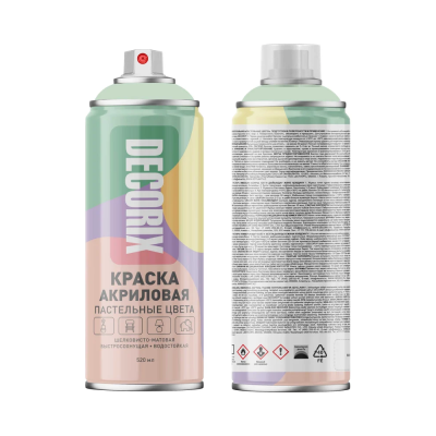 Краска аэрозольная универсальная  Пастельные цвета DECORIX, 520 мл, пастельный зеленый