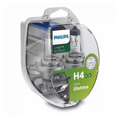 Лампа авт. 12V (увелич.срок службы) H4 60/55W P43t (комплект: 2 шт.) LongLife Philips