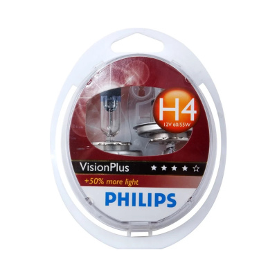 Лампа авт. 12V (+ 60%) H4 60/55W P43t (комплект: 2 шт.) Vision Plus Philips
