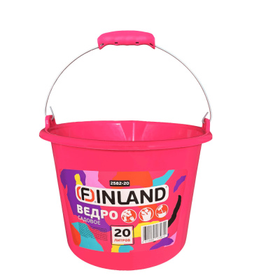 Ведро садовое 20 л, пластиковое, цвет фуксия 2582-20 FINLAND 
