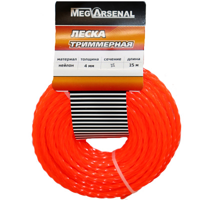 Леска триммерная MegArsenal d4.0 скрученный квадрат L15