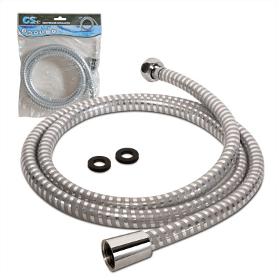 Шланг для душа металл/хром, двойной замок, вставка EPDM, 1/2"х1/2" имп./кон., в цветной коро 160 см.