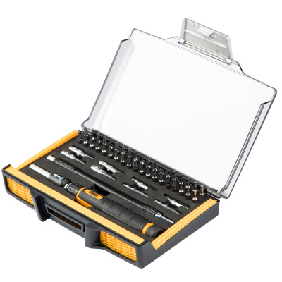 Отвертка с набором бит и торцевых головок для точных работ, Гибкий привод. 48 штук// Denzel