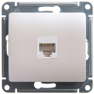Розетка компьютерная RJ45 категория 5E перламутр в рамку GLOSSA 