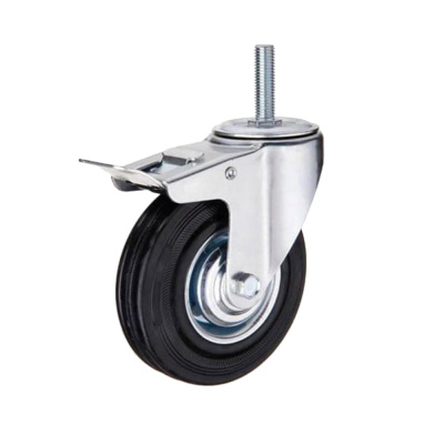 Колесо черн. рез. болт. креп.(М10) 75мм с тормоз.(металл)