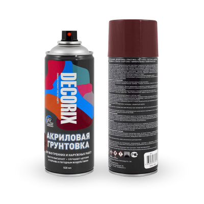 Грунтовка аэрозольная по ржавчине DECORIX 520мл,красно-коричневая