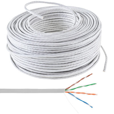 Пара витаяUTP 4 пары AWG 24 Cat.5e внутренняя CCA Net.on 305м (UTP 4x2x0,5 In/CCA)