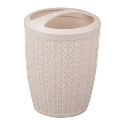 СТАКАН ДЛЯ ВАННОЙ КОМНАТЫ "ВЯЗАНОЕ ПЛЕТЕНИЕ" (БЕЖЕВЫЙ) (1/18) "АЛЬТЕРНАТИВА" М6876