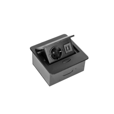 Выдвижная розетка POLO (чёрная, на 1 розетку, 2 USB) 