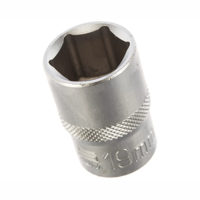 Головка торцевая, 19 мм, 6-гранная, CrV, под квадрат 1/2"// Stels