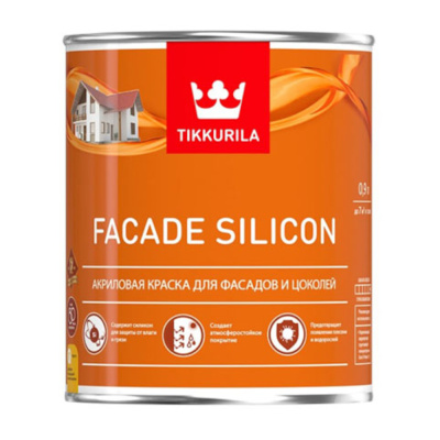 КРАСКА "FACADE SILICON"  БАЗА С   0,9 Л (1/6) АКРИЛОВАЯ ДЛЯ ФАСАДОВ И ЦОКОЛЕЙ "ТИККУРИЛА"
