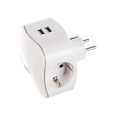 Разветвитель электрический на 3 розетки + 3 USB A+C с/з,шторки 16А белый ЭРА SP-3e-3USBAC-W