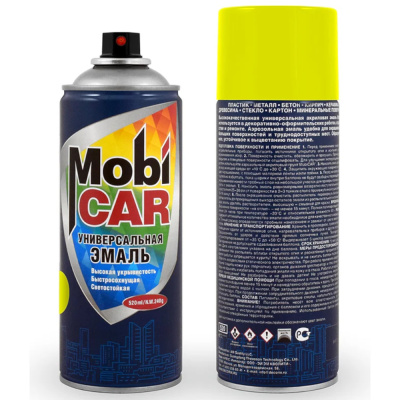 Эмаль аэрозольная универсальная MobiCAR, 520 мл, RAL 1018, желтый глянцевый
