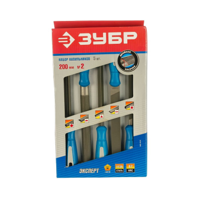 ЗУБР УНИВЕРСАЛ набор напильников, двухкомпонентная рукоятка, 200 мм