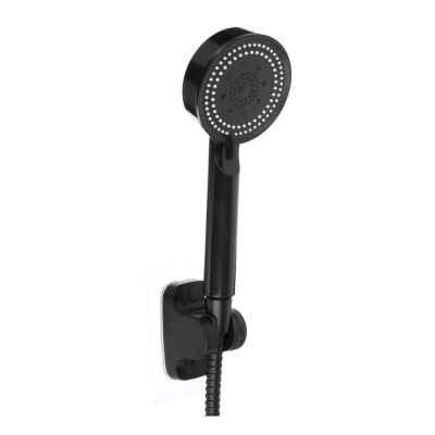 Набор для душа, лейка 90мм, 5 режимов, шланг 150см, держатель самокл., черный