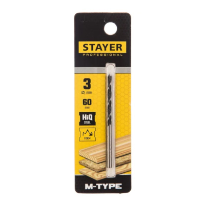 Сверло спиральное по дереву "M-type", М-образная заточка, сталь HCS, STAYER Professional 2942-060-03
