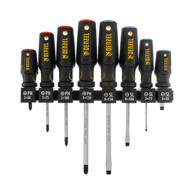 Набор отверток на полке, 8 шт., PH+SL, S2, 3к рукоятка// Denzel