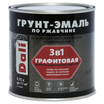 ГРУНТ- ЭМАЛЬ ПО РЖАВЧИНЕ "DALI" ГРАФИТОВАЯ 3 В 1 ЗЕЛЕНАЯ  0,75 Л (6) "РОГНЕДА"