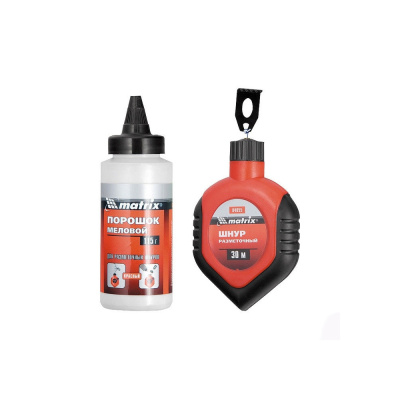 Шнур разметочный в пластмассовом обрезиненном корпусе + порошок красный// MATRIX MASTER,MATRIX