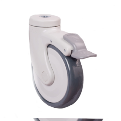 Колесо аппаратное с подшипником поворотное под болт M12 с тормозом 125 мм для медицинского оборудова