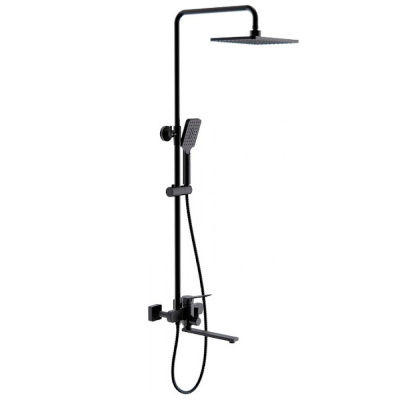 Система душевая F2462 (смеситель, стйка, верхн. душ, лейка, шланг) черный FRAP