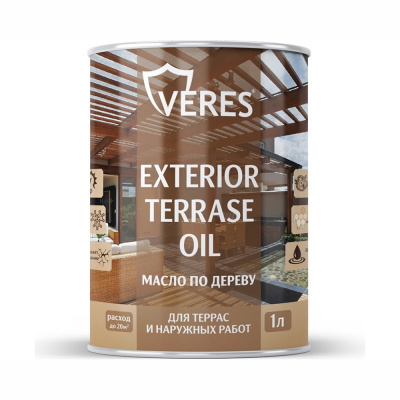 МАСЛО ПО ДЕРЕВУ "EXTERIOR TERRASE OIL" ДЛЯ НАРУЖНЫХ РАБОТ БЕСЦВЕТНЫЙ 1 Л (1/14) "VERES"