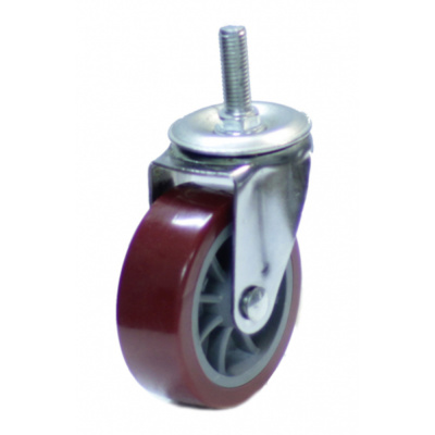 Колесо мебел. поворотное болт.крепление (М10)  50мм (красный пластик)