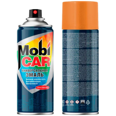 Эмаль аэрозольная универсальная MobiCAR, 520 мл, RAL 2004, чистый оранжевый глянцевый