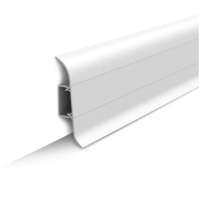 Плинтус напольный с центральной планкой 55мм 2,2м "Идеал Классик" Белый / 001									