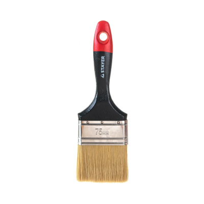 Кисть плоская STAYER Universal Professional,светлая,натур.щетина, дер.ручка,все виды ЛКМ,75мм,3"