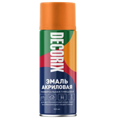 Эмаль аэрозольная универсальная DECORIX, 520 мл, чистый оранжевый