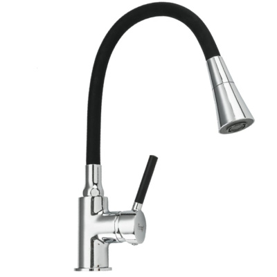 Смеситель для кухни F4044 гибкий излив, черный/хром FRAP
