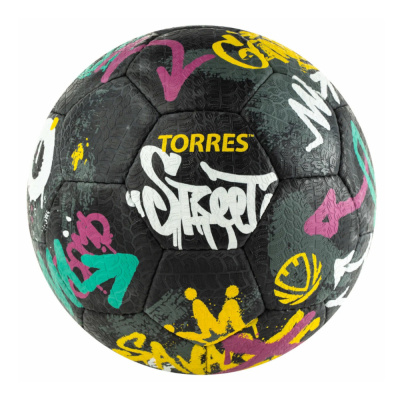 Мяч футб. TORRES Street, F023225, р.5, 32 пан.. рез., 4 подкл. слоя, руч. сшив., черно-мультиколор
