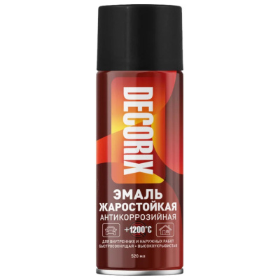 Эмаль аэрозольная жаростойкая, для сверхвысоких температур +1200°С DECORIX, 520 мл, чёрный