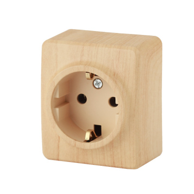 Розетка ЭРА 2P+E Schuko, 16A-250В, IP20, ОУ, Эра Эксперт, сосна, 11-2203-11 (1/16) 