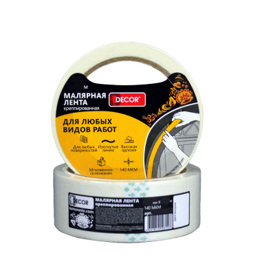 Лента малярная DECOR 48мм х 25м, креппированная, 140мкм (54шт/уп)