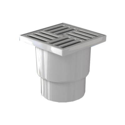 Трап с вертик. спуском 110, н/регулир. решетка 150х150 нерж ТА1212