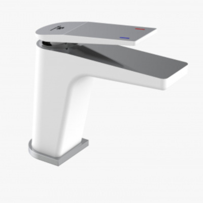 Смеситель для раковины (Цвет: Белый с хромом)