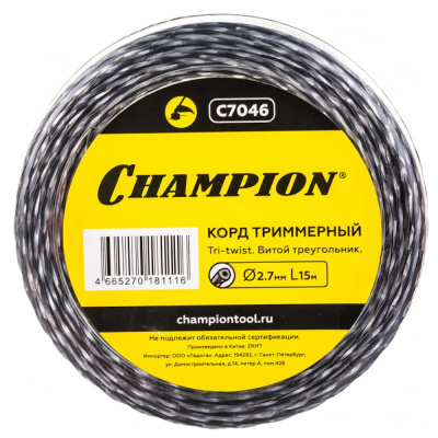 Корд трим.CHAMPION  Tri-twist 2.7мм*15м (витой треугольник), CHAMPION, КИТАЙ, C7046
