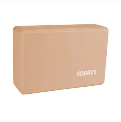 Блок для йоги TORRES, YL8005P, размер 8x15x23 см, материал ЭВА, пудровый